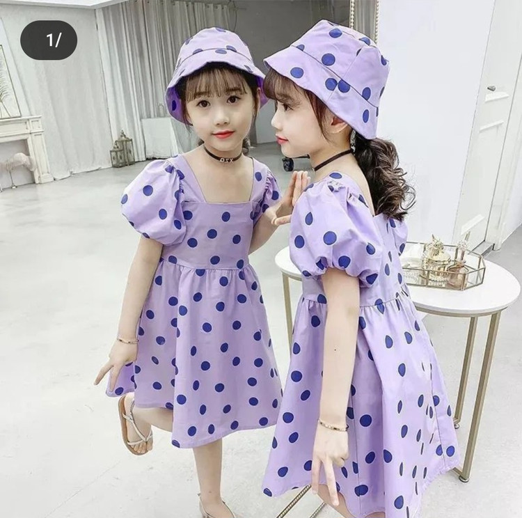 پیراهن دخترانه بچگانه توپی نخی وارداتی